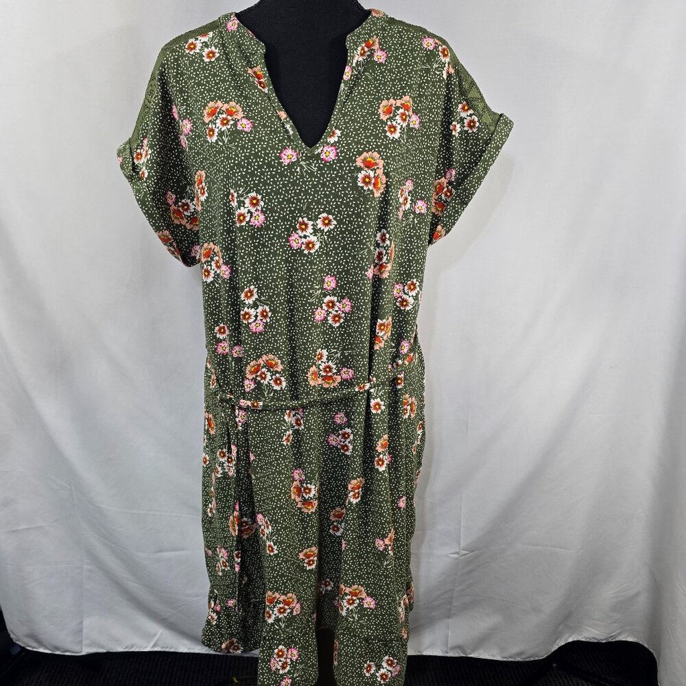 NOBO Floral Midi V-Neck Dress Ruffle Hem Size XXL (19) Stretchable (NN-20)